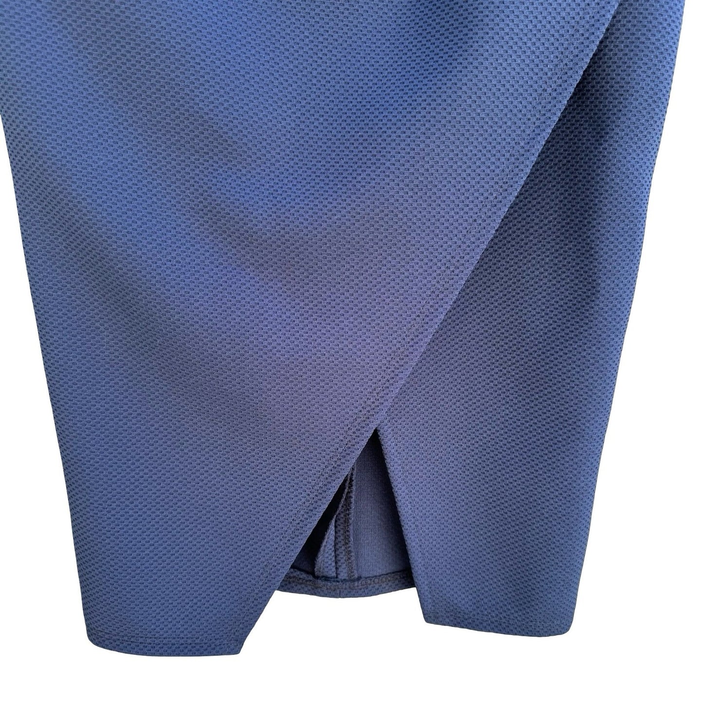 Lapis Navy Textured Honeycomb Draped Tulip Hem Bodycon Pencil Wiggle Skirt M NWT