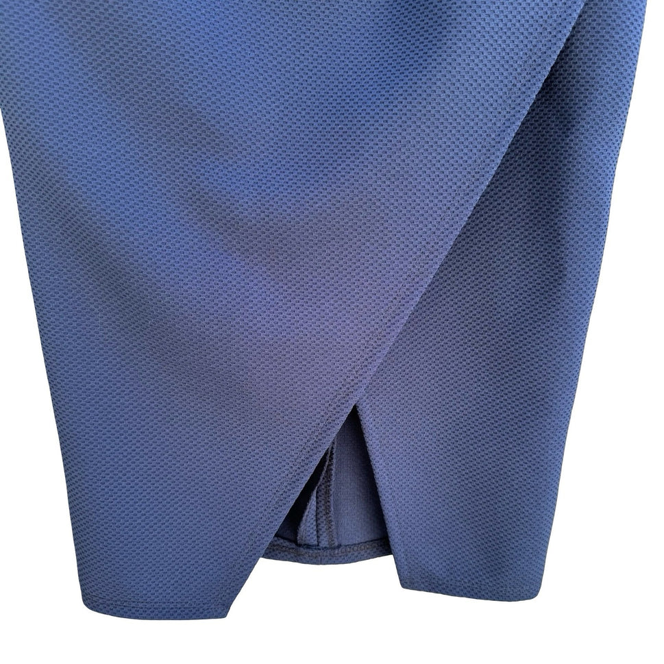 Lapis Navy Textured Honeycomb Draped Tulip Hem Bodycon Pencil Wiggle Skirt M NWT