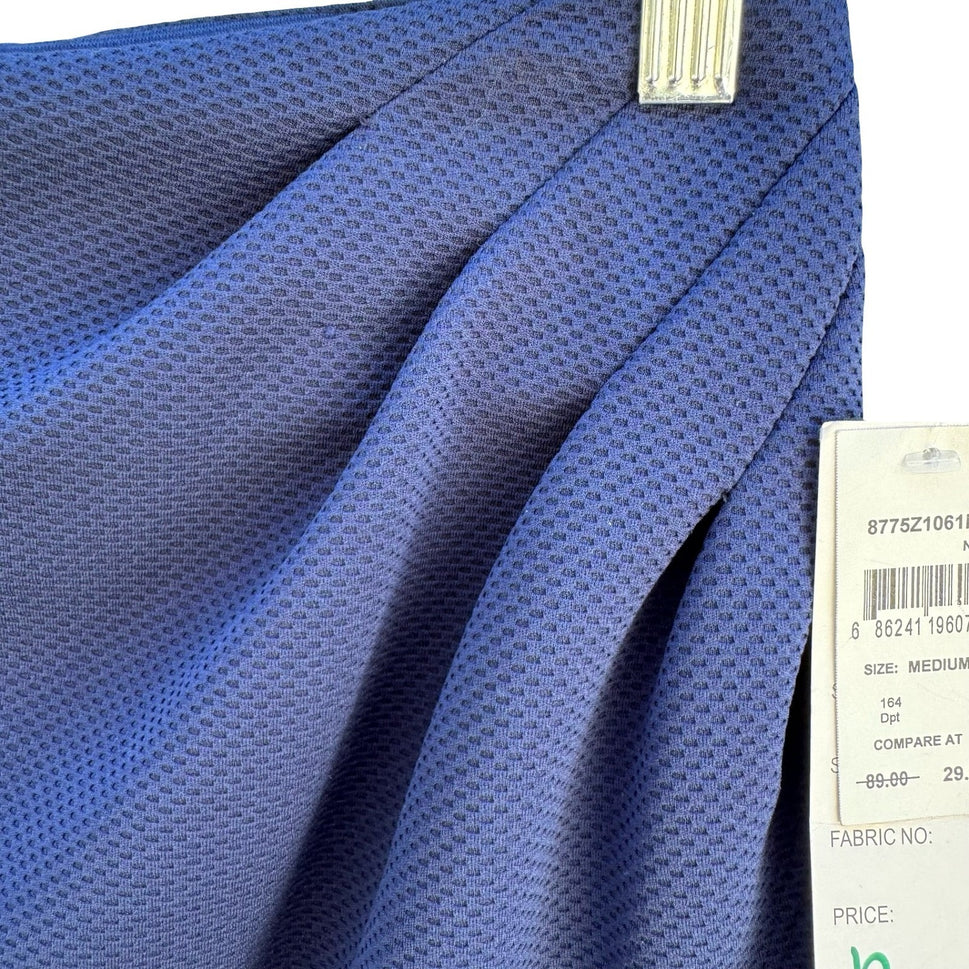 Lapis Navy Textured Honeycomb Draped Tulip Hem Bodycon Pencil Wiggle Skirt M NWT