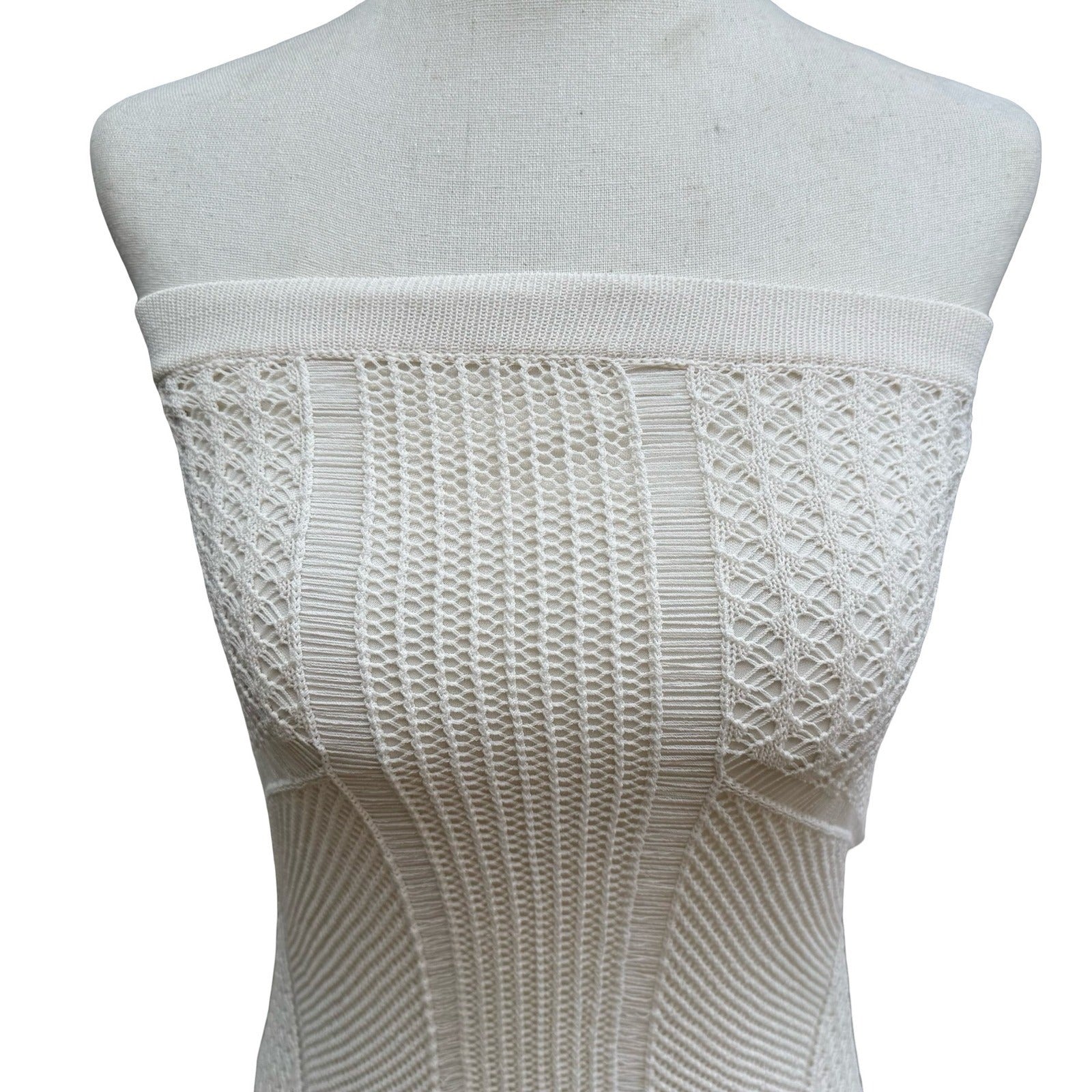 Lucy Paris Coquette Coastal Boho Festival Pointelle Knit Tube Top Lined Cream S