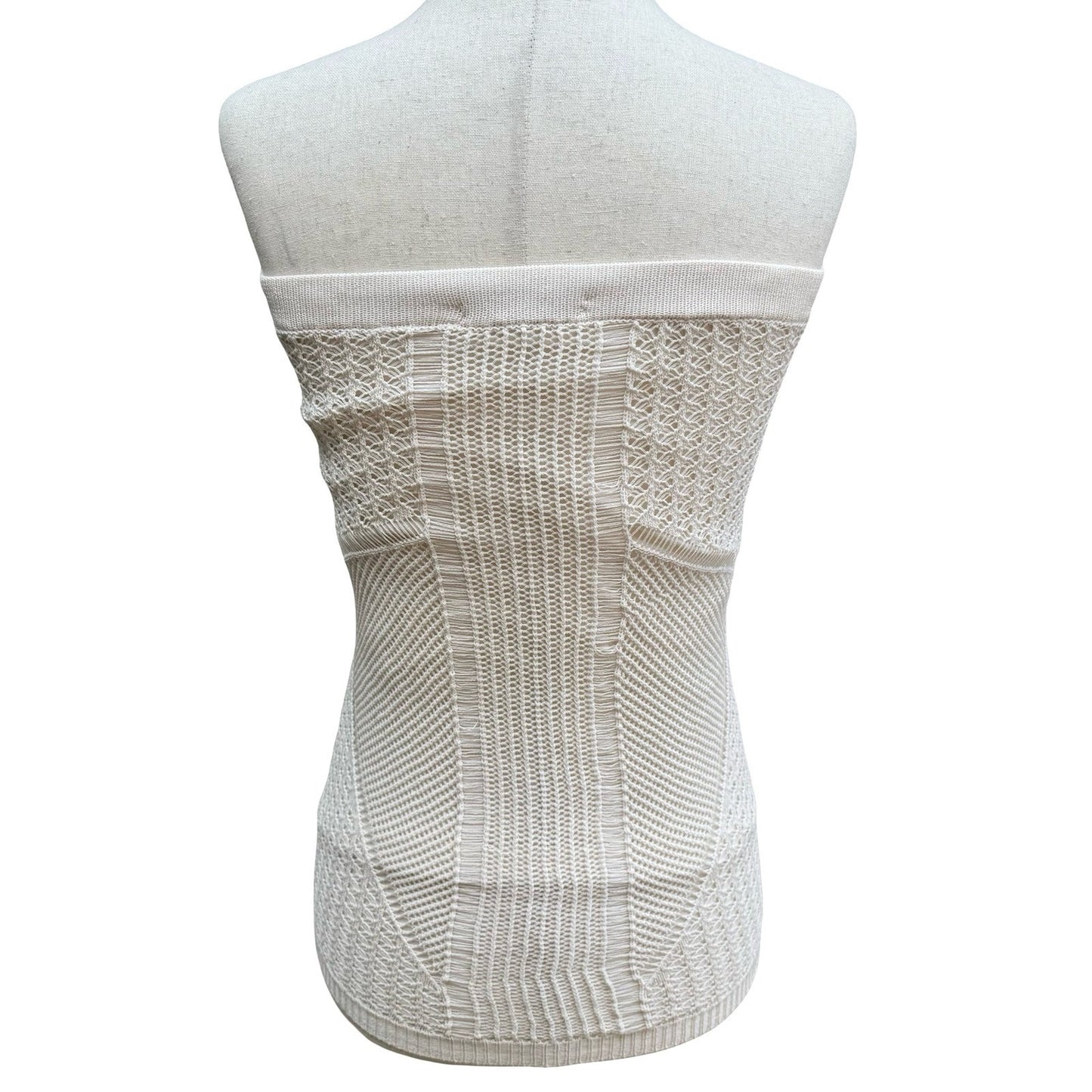 Lucy Paris Coquette Coastal Boho Festival Pointelle Knit Tube Top Lined Cream S