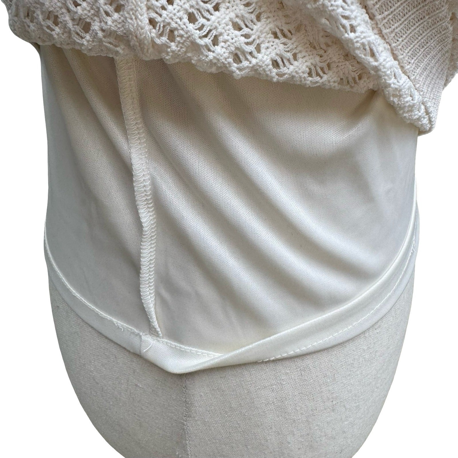 Lucy Paris Coquette Coastal Boho Festival Pointelle Knit Tube Top Lined Cream S