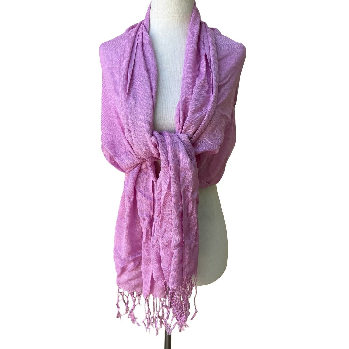 Pastel Pink 100% Pashmina Minimalist Coquette Soft Girl Fringe Scarf Shawl Wrap