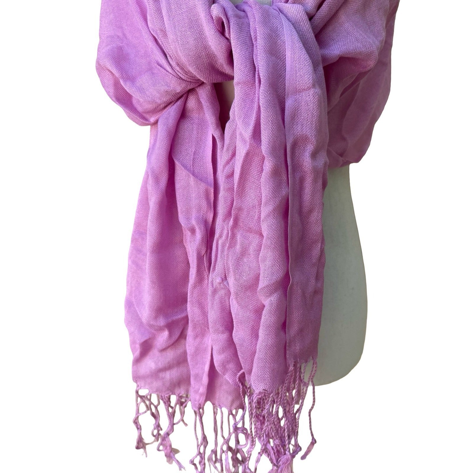 Pastel Pink 100% Pashmina Minimalist Coquette Soft Girl Fringe Scarf Shawl Wrap