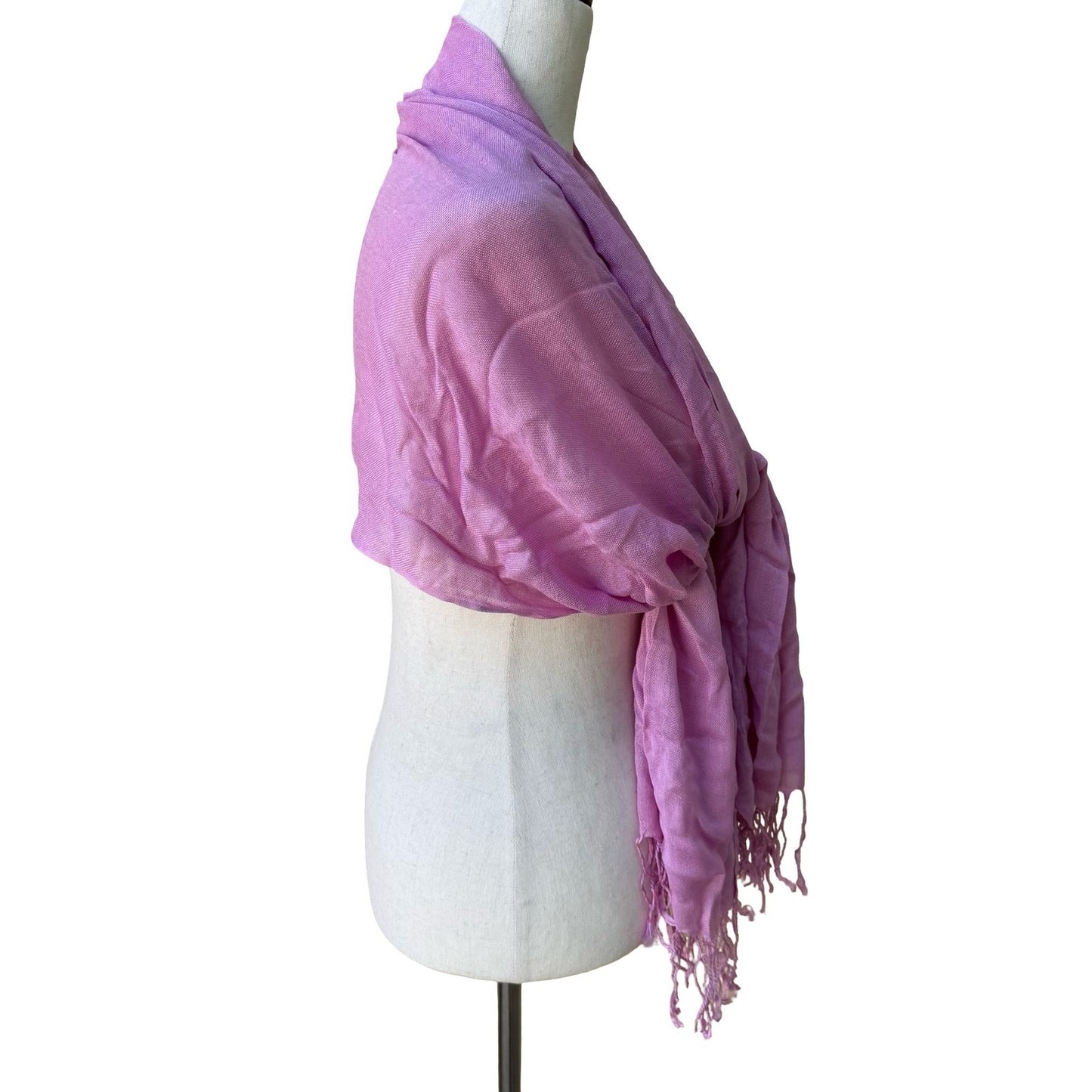 Pastel Pink 100% Pashmina Minimalist Coquette Soft Girl Fringe Scarf Shawl Wrap
