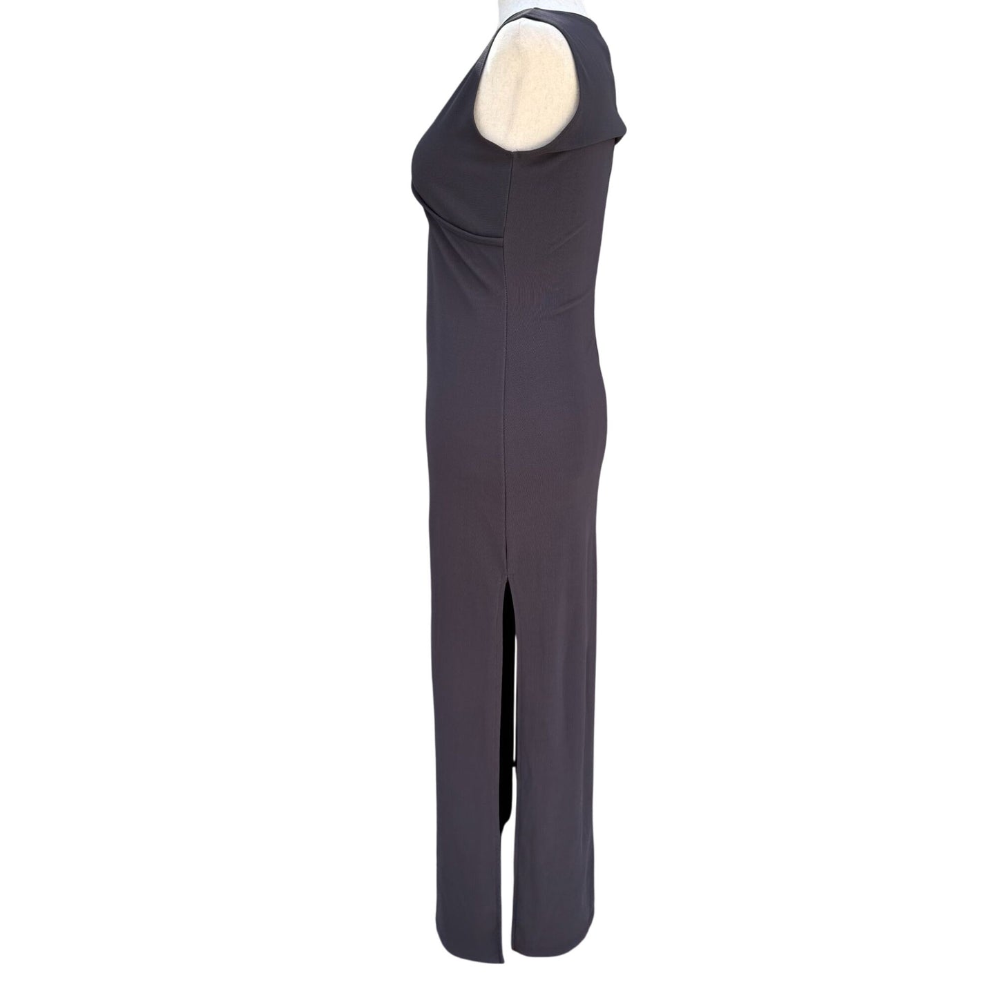 Formula X Vintage Y2K Sleeveless Strap V-Neck Side Slit Gray Bodycon Maxi Dress S