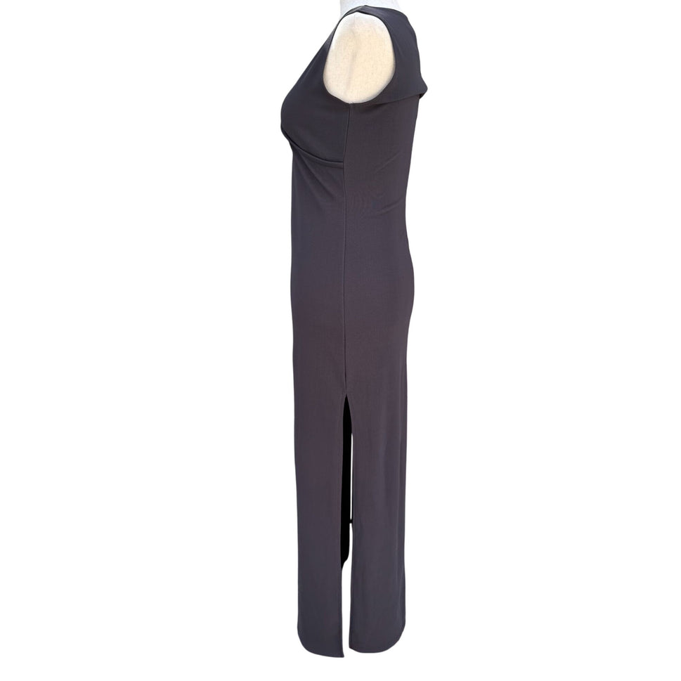 Formula X Vintage Y2K Sleeveless Strap V-Neck Side Slit Gray Bodycon Maxi Dress S