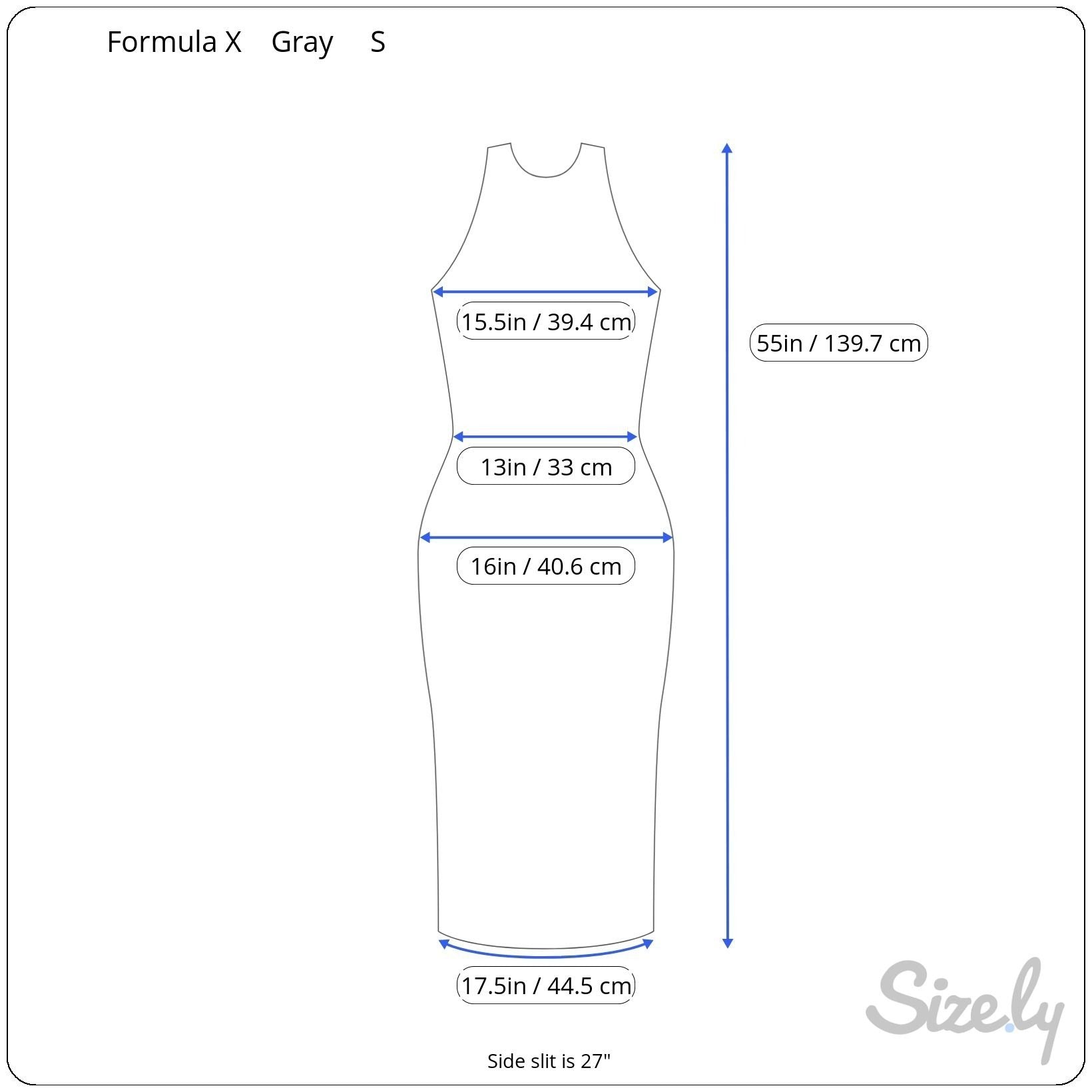 Formula X Vintage Y2K Sleeveless Strap V-Neck Side Slit Gray Bodycon Maxi Dress S