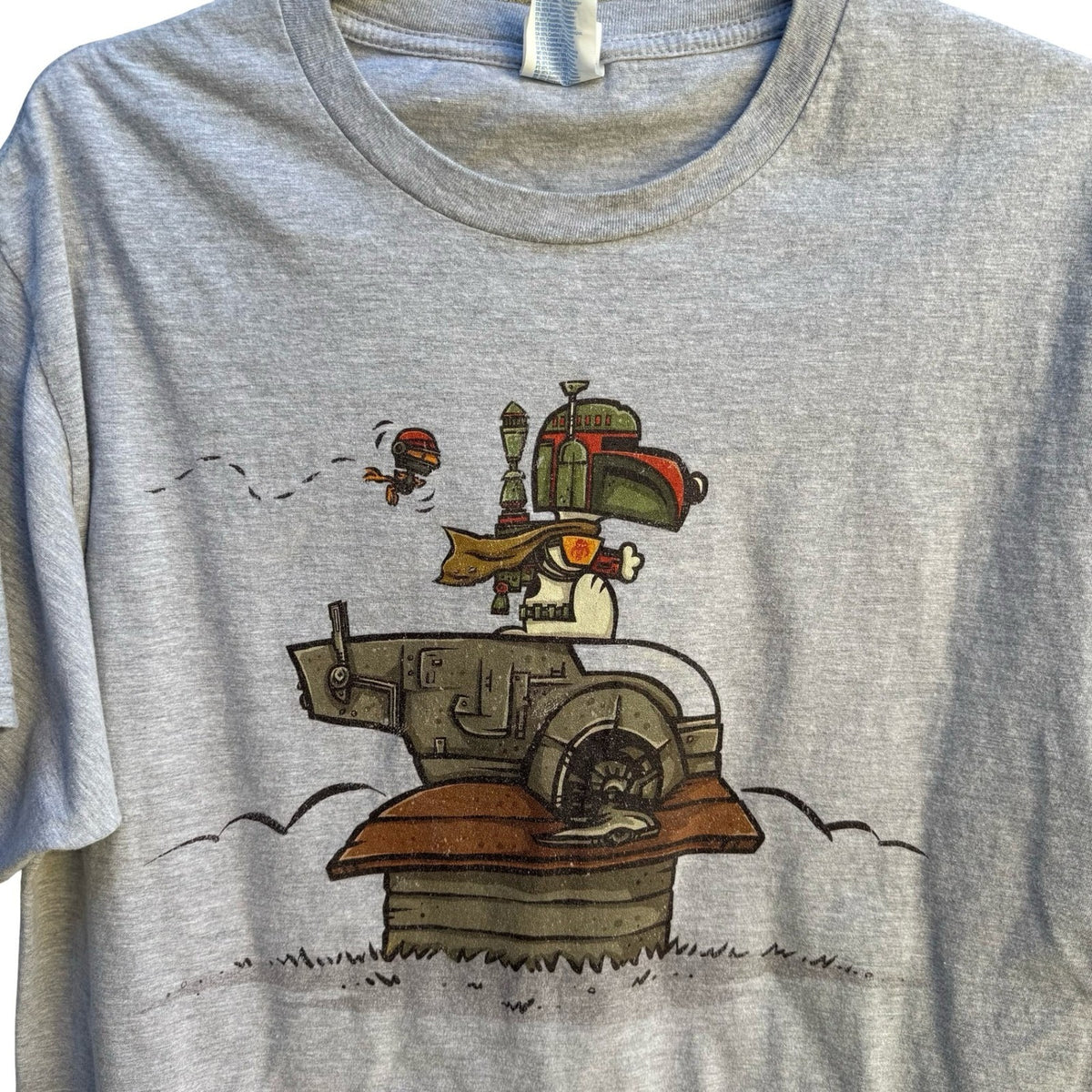 Port & Company Snoopy Boba Fett Star Wars Mashup Graphic T-Shirt Gray Mens L