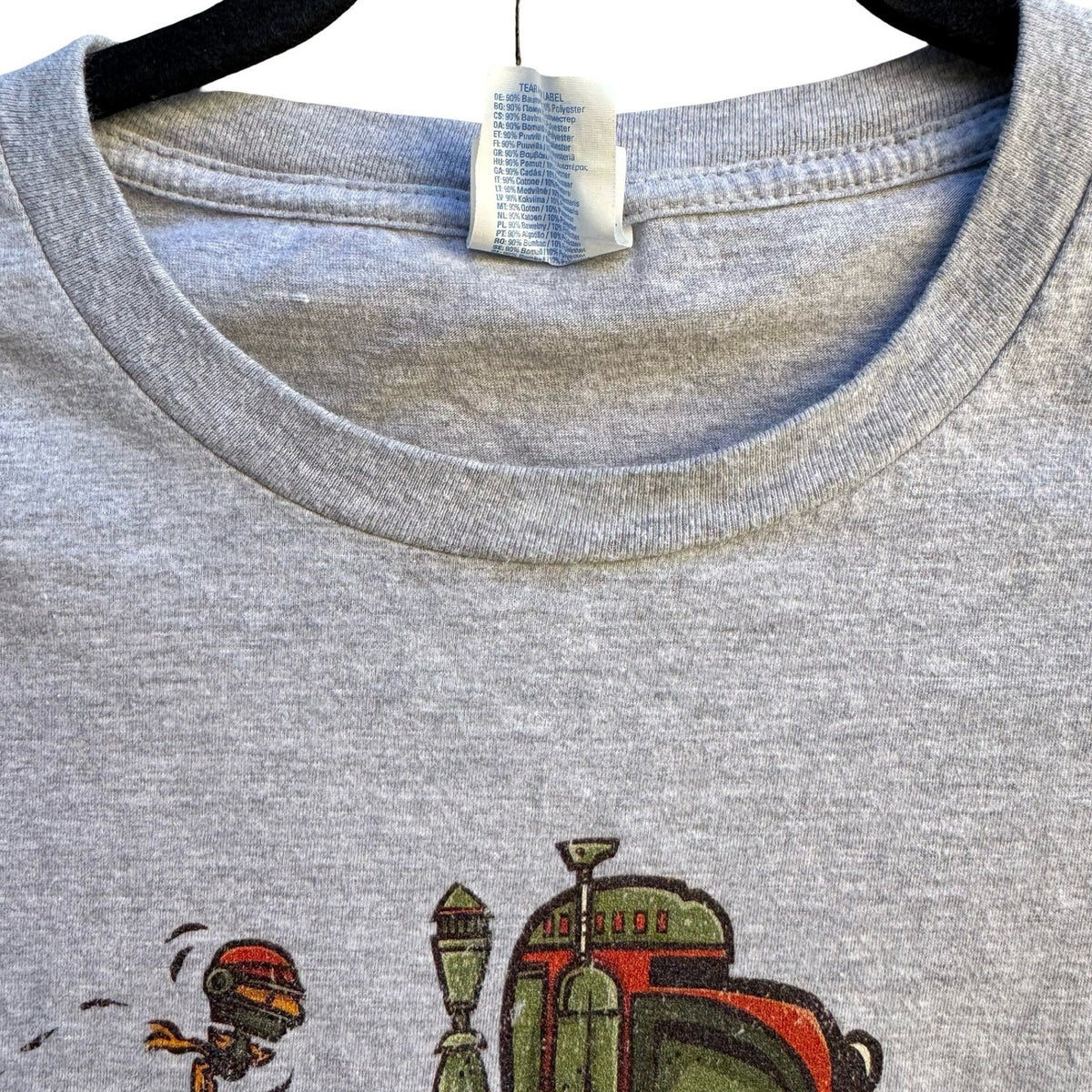 Port & Company Snoopy Boba Fett Star Wars Mashup Graphic T-Shirt Gray Mens L