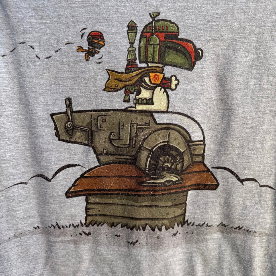 Port & Company Snoopy Boba Fett Star Wars Mashup Graphic T-Shirt Gray Mens L