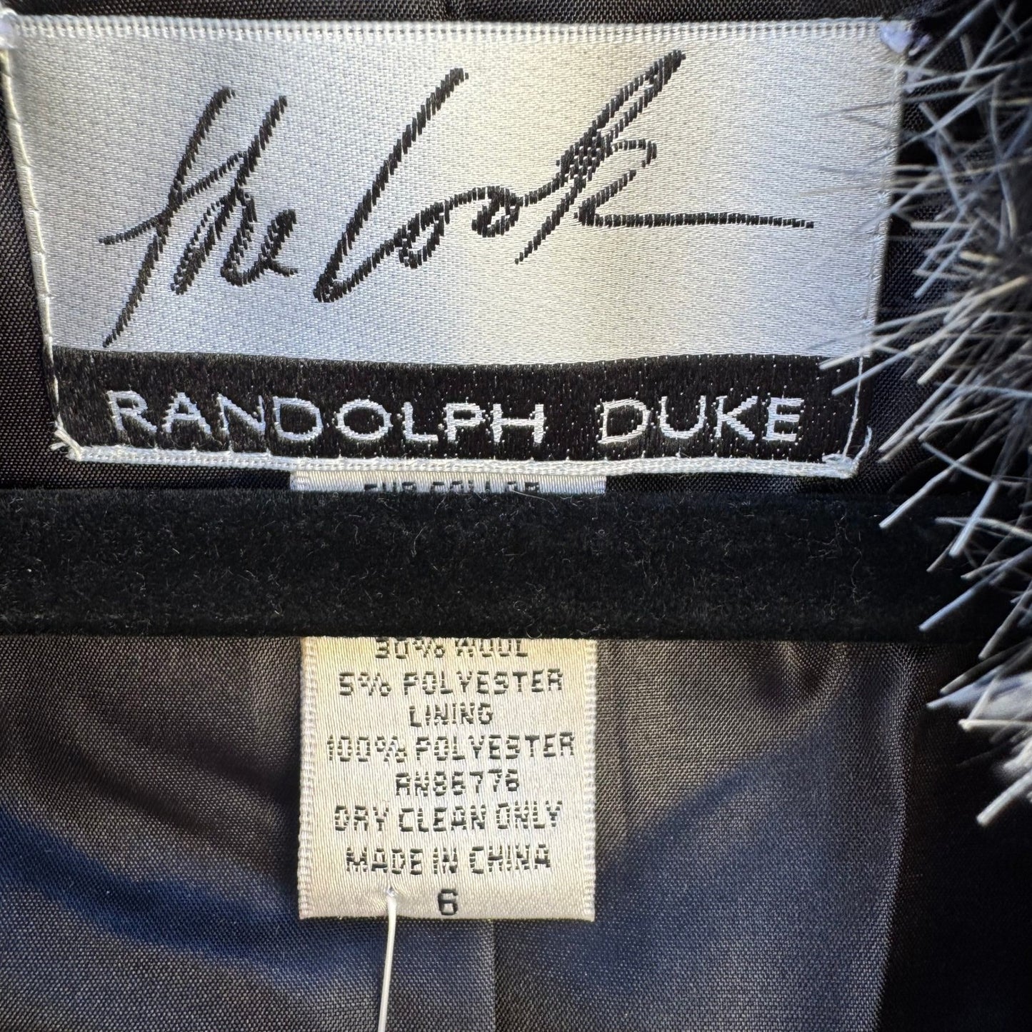 Randolph Duke The Look Wool Blend Blazer Faux Fur Collar Pastel Plaid Navy 6 NEW