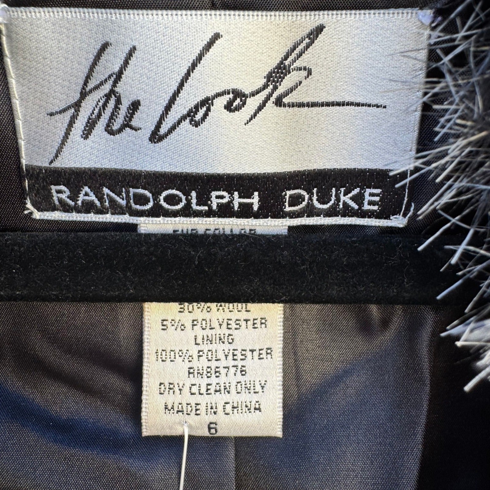 Randolph Duke The Look Wool Blend Blazer Faux Fur Collar Pastel Plaid Navy 6 NEW