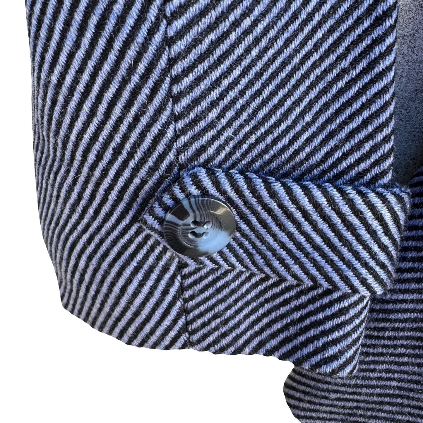 Randolph Duke The Look Wool Blend Blazer Faux Fur Collar Pastel Plaid Navy 6 NEW