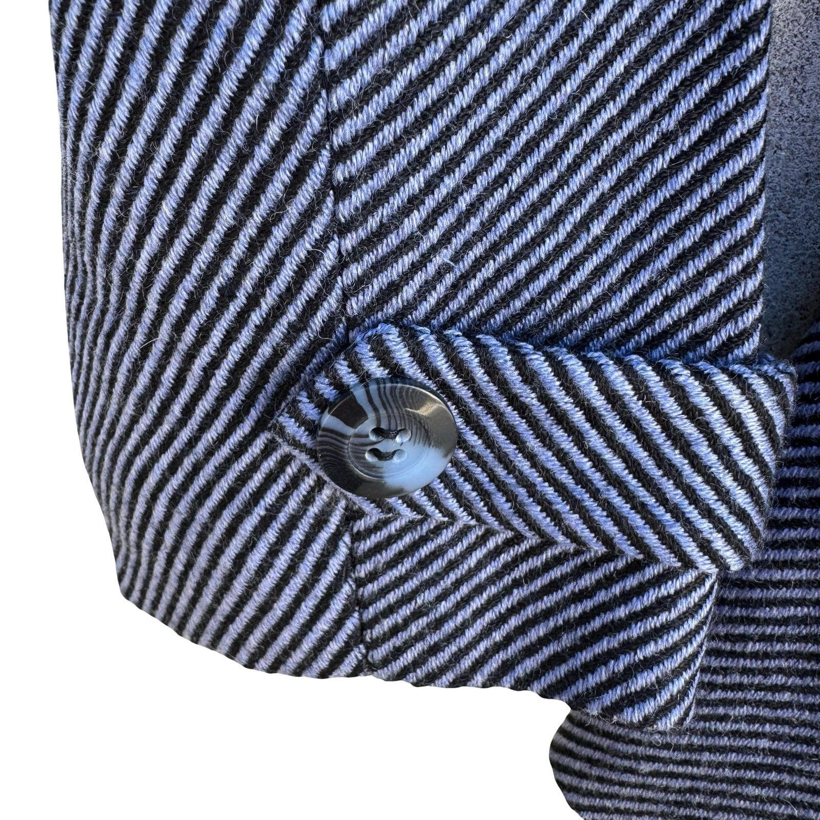 Randolph Duke The Look Wool Blend Blazer Faux Fur Collar Pastel Plaid Navy 6 NEW