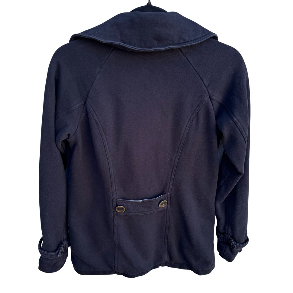 Michael Stars Vintage Womens Dark Gray Double-Breasted Striped Lining Peacoat S