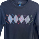 Switch Spring + Mercer 100% Cashmere Luxury Preppy Argyle Crewneck Sweater Black Mens M 3 image