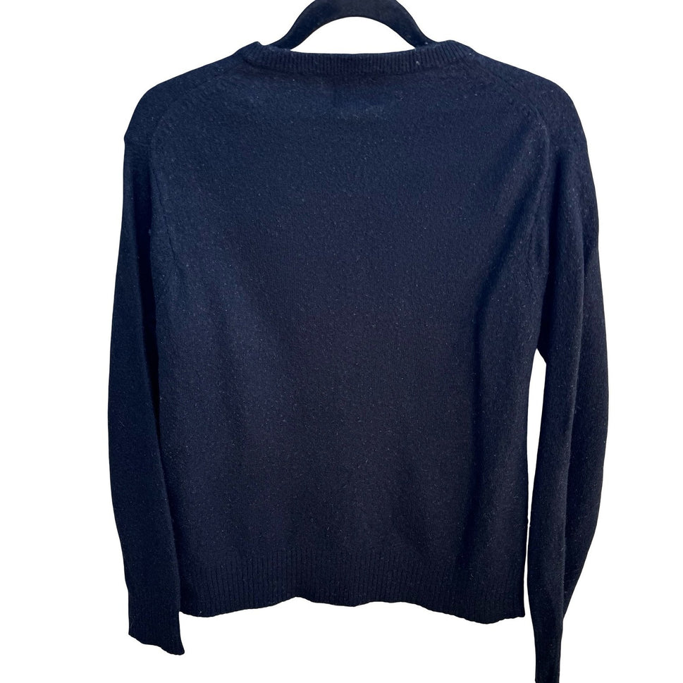 Spring + Mercer 100% Cashmere Luxury Preppy Argyle Crewneck Sweater Black Mens M
