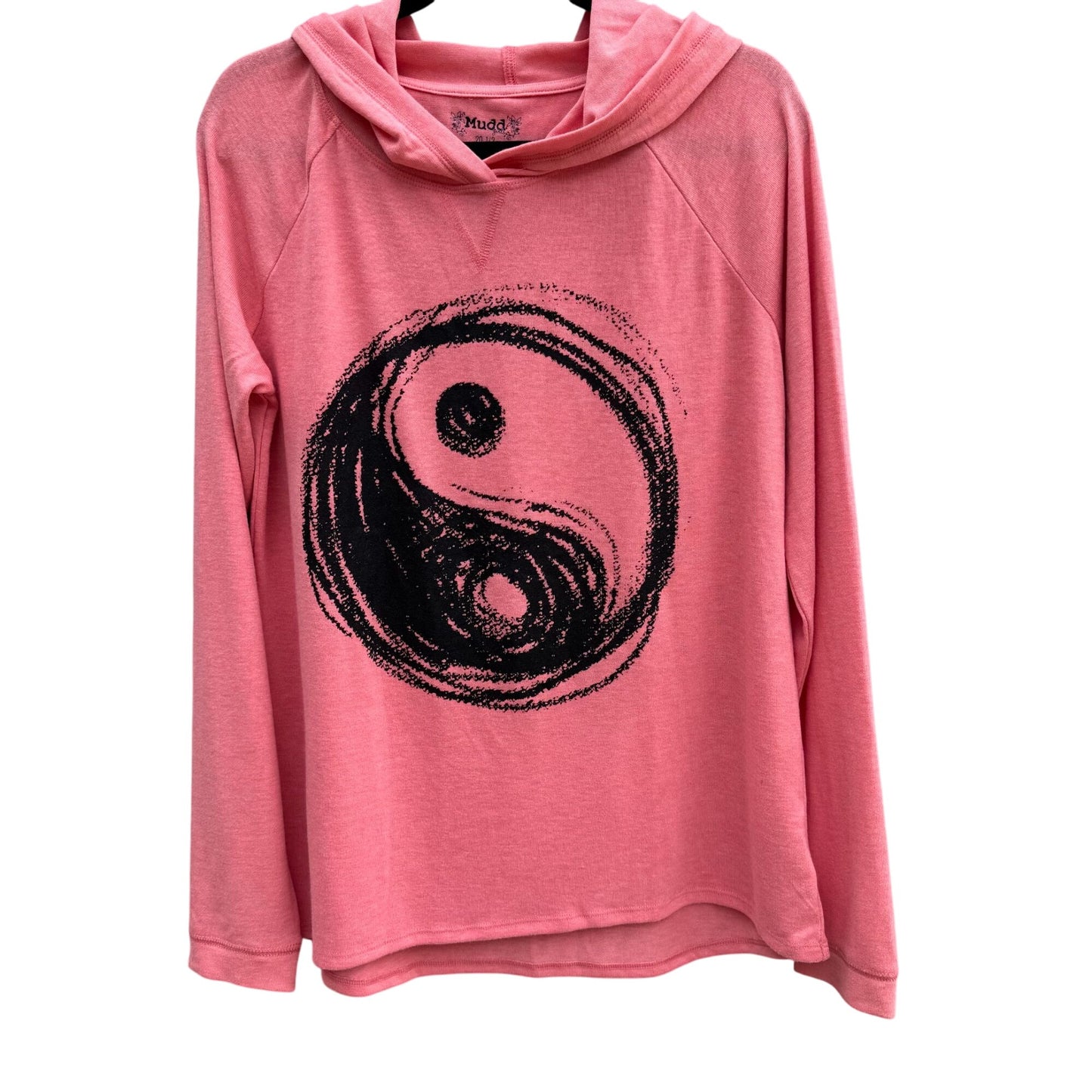 Mudd Girls Pink Yin Yang Raglan Sleeve Lightweight Casual Hoodie New 20 1/2