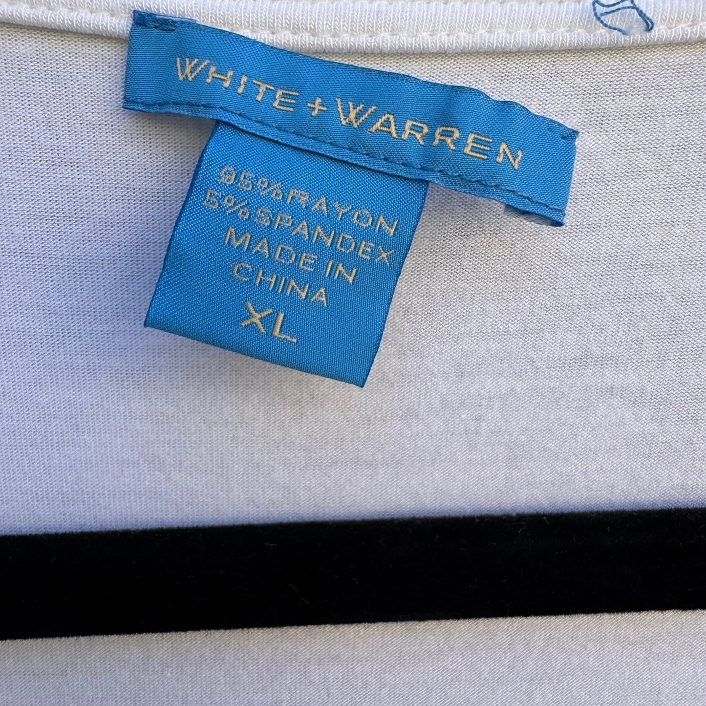 White Warren Womens XL White Faux Wrap Surplice V-Neck Ruched 3/4 Sleeve Top