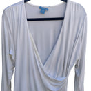Switch White Warren Womens XL White Faux Wrap Surplice V-Neck Ruched 3/4 Sleeve Top 3 image