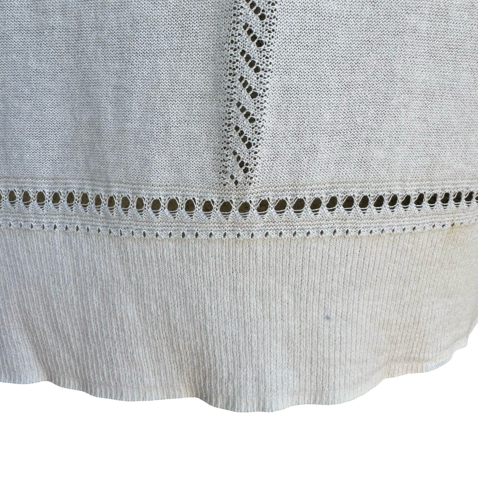 Jones New York Coastal Minimalist Pointelle Eyelet Open Front Cardigan L NEW