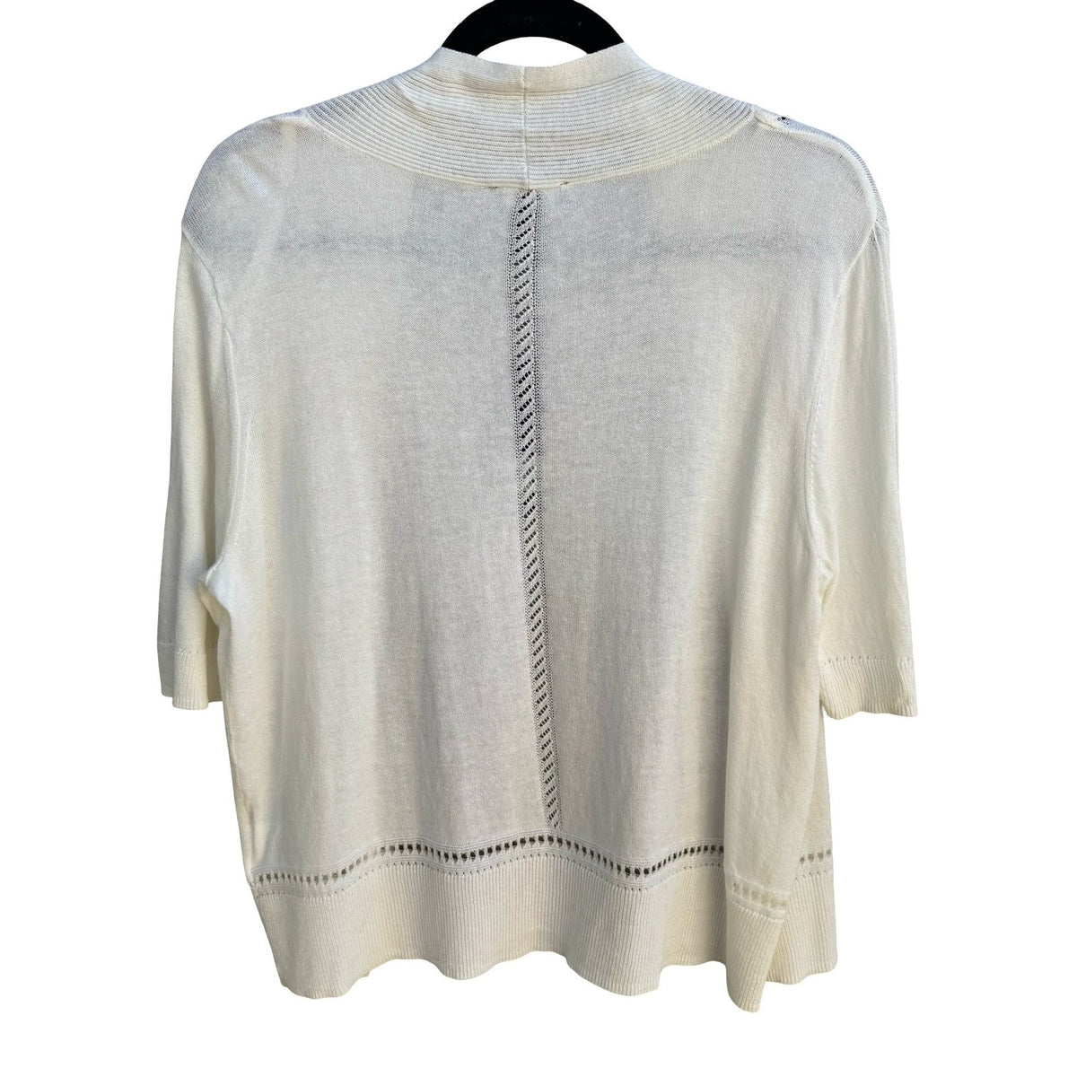 Jones New York Coastal Minimalist Pointelle Eyelet Open Front Cardigan L NEW