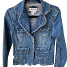 Switch A.M.I. Y2K Boho Western Utility Indie Denim Jacket Raw Frayed Trim Snap Pocket S 3 image