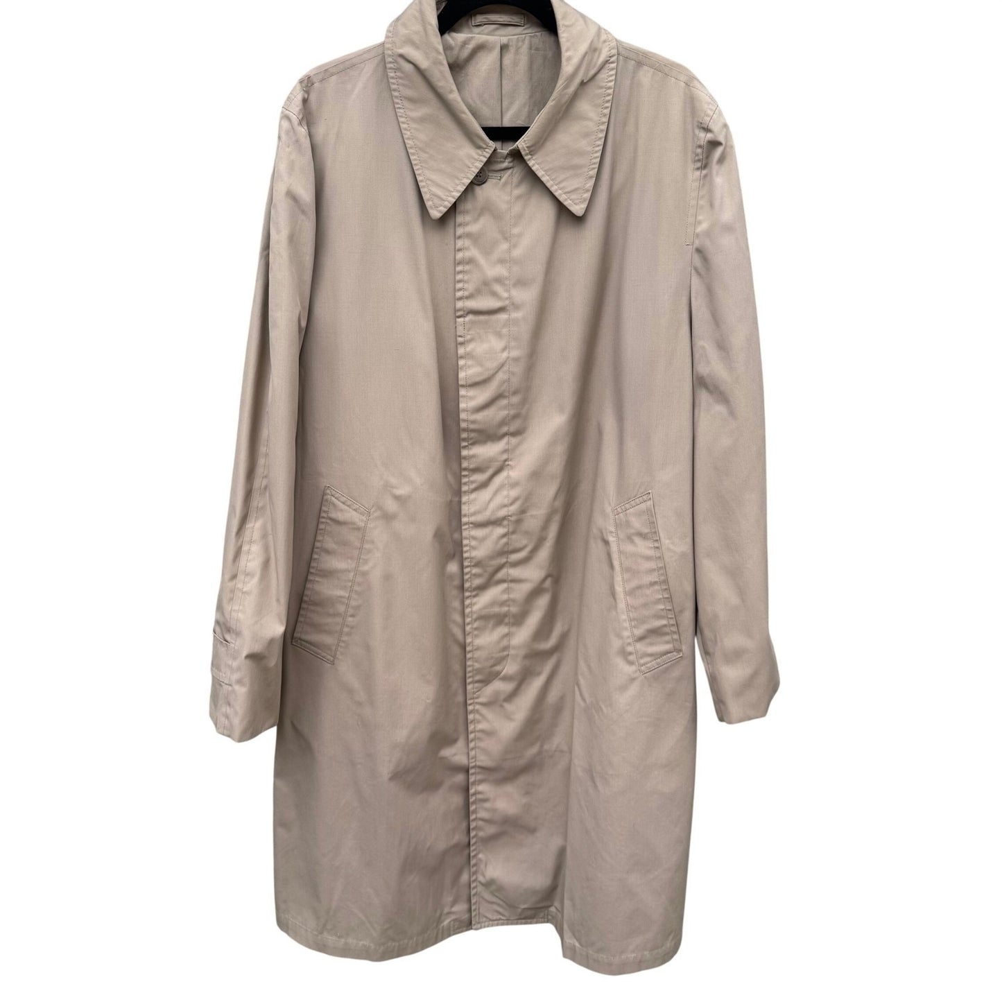 London Fog Maincoats Vintage Tan Trench Coat 44 Long Mens Mac Jacket USA Made