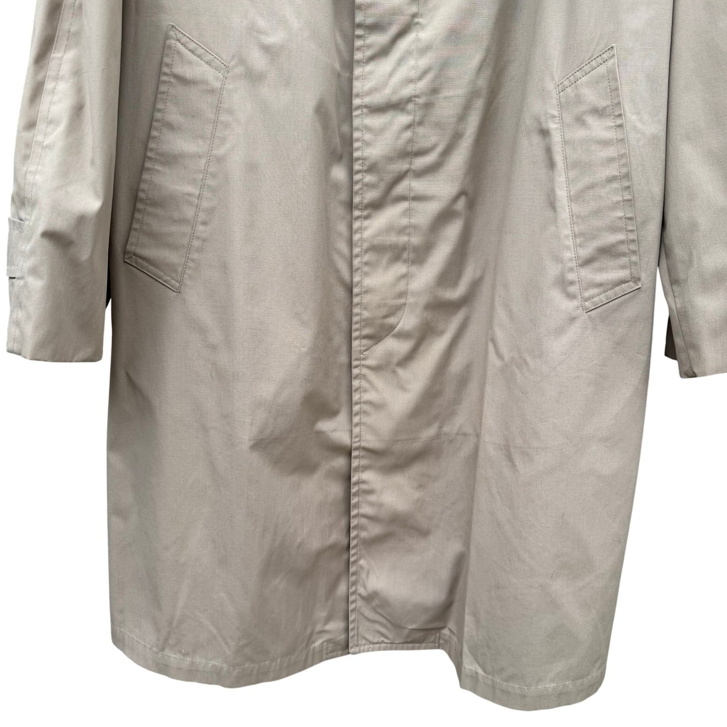 London Fog Maincoats Vintage Tan Trench Coat 44 Long Mens Mac Jacket USA Made