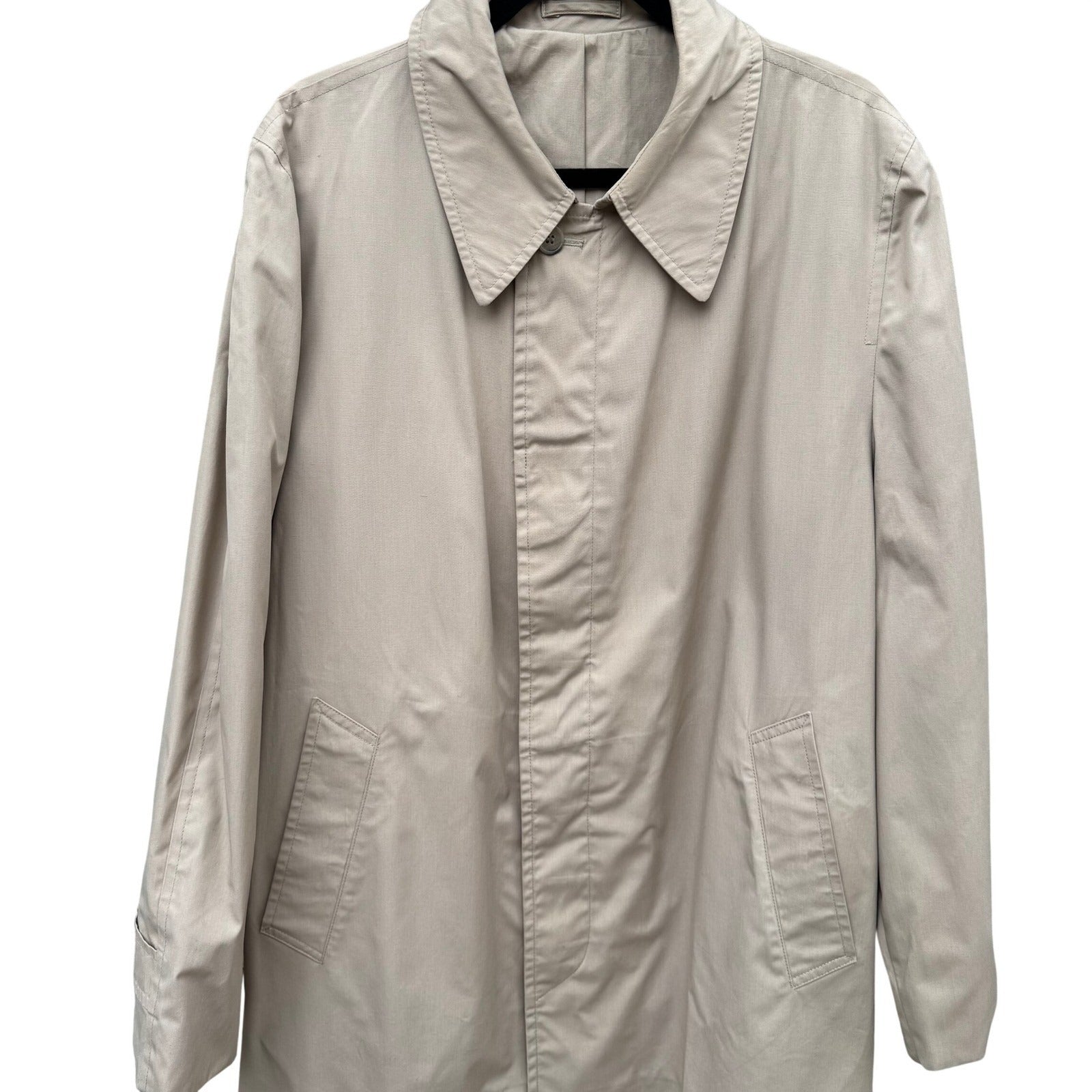 London Fog Maincoats Vintage Tan Trench Coat 44 Long Mens Mac Jacket USA Made