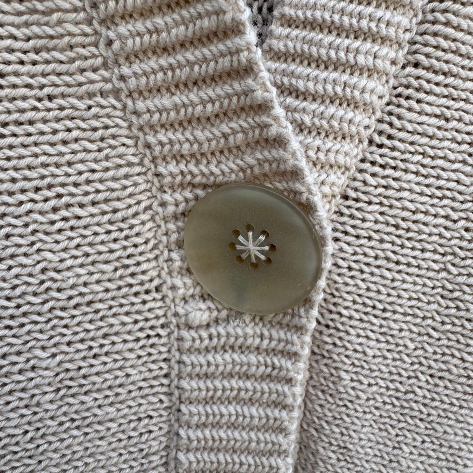 J Jill Linen Cotton Knit Cardigan Sweater Large Oatmeal 3/4 Sleeve 1-Button