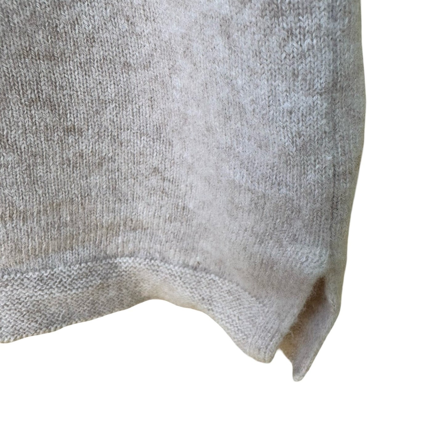 Poetry 100% Cashmere Quiet Luxury Oatmeal Collared 3/4 Sleeve Cardigan Sweater 4