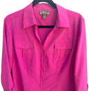 Switch Clichy Womens Large Fuchsia Pink 3/4 Sleeve Button Up Blouse Barbie Stretch Top 3 image