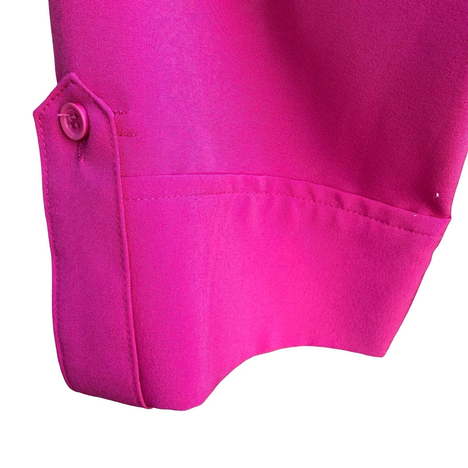 Clichy Womens Large Fuchsia Pink 3/4 Sleeve Button Up Blouse Barbie Stretch Top