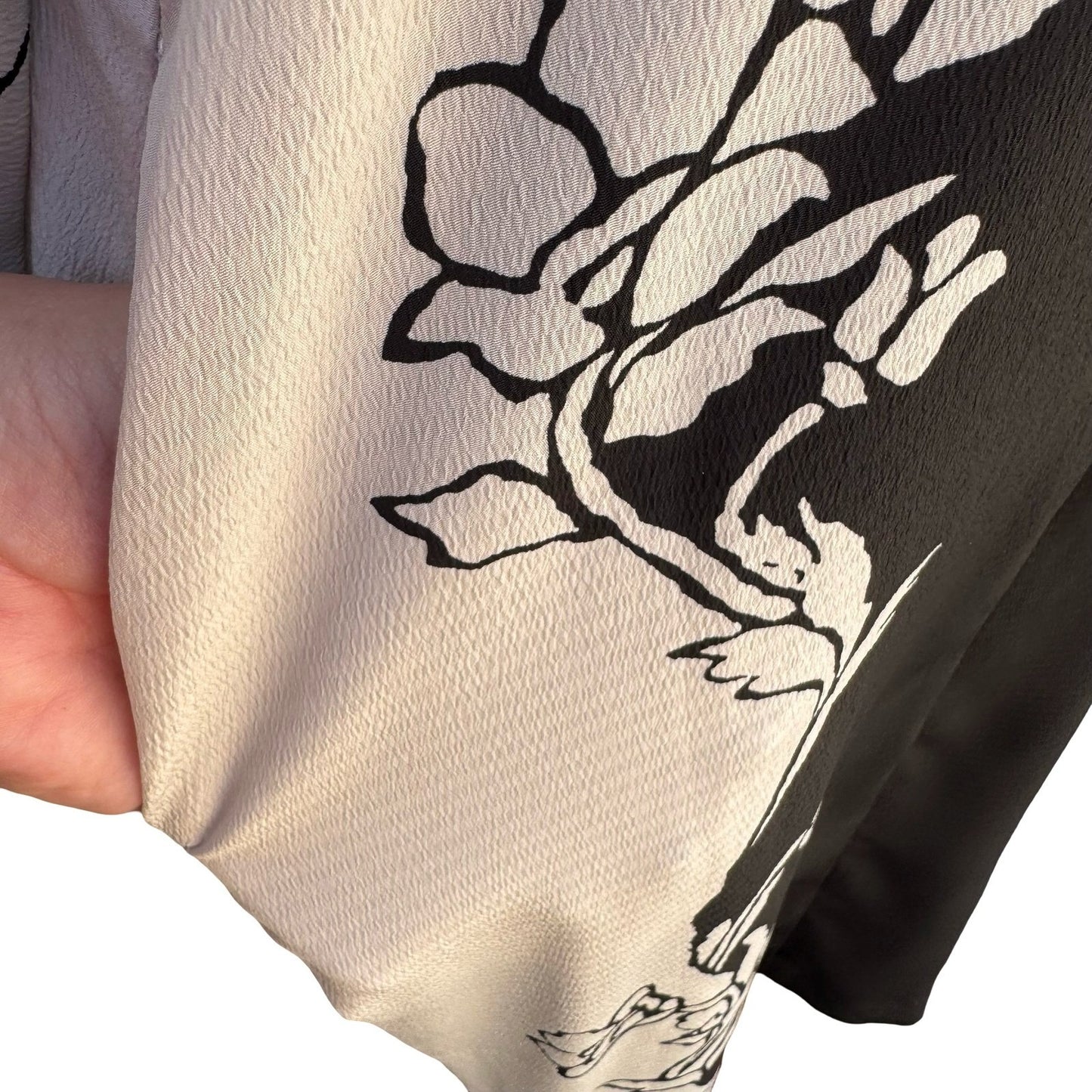 Raza New York Black White Floral Graphic Maxi Dress Duster Housecoat Crepe Sze M