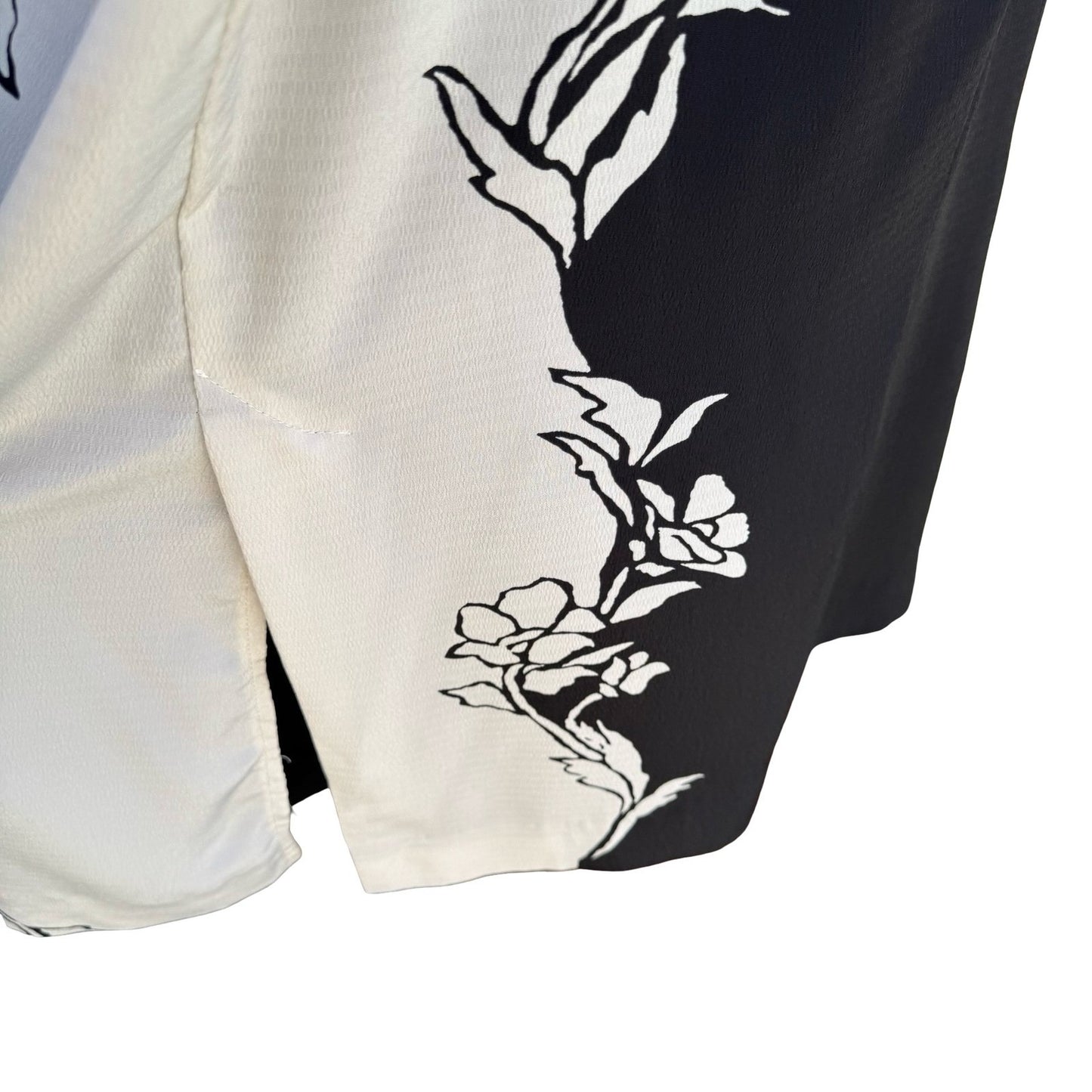 Raza New York Black White Floral Graphic Maxi Dress Duster Housecoat Crepe Sze M