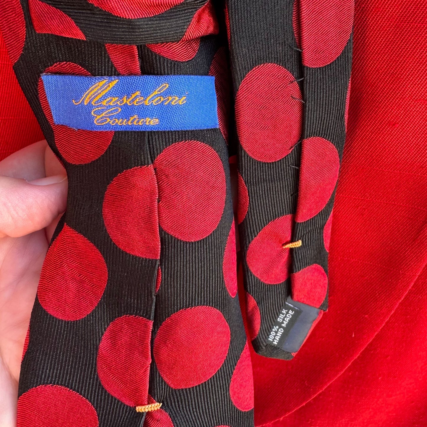 Alan Stuart Vintage Red Shawl Collar Blazer With Mastolini Couture Polka Dot Tie