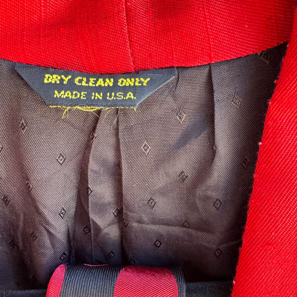 Alan Stuart Vintage Red Shawl Collar Blazer With Mastolini Couture Polka Dot Tie