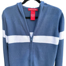 Switch Gloria Vanderbilt Womens Blue &amp; White Striped Full-Zip Cardigan Hoodie Sweater M 2 image