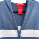 Switch Gloria Vanderbilt Womens Blue &amp; White Striped Full-Zip Cardigan Hoodie Sweater M 3 image