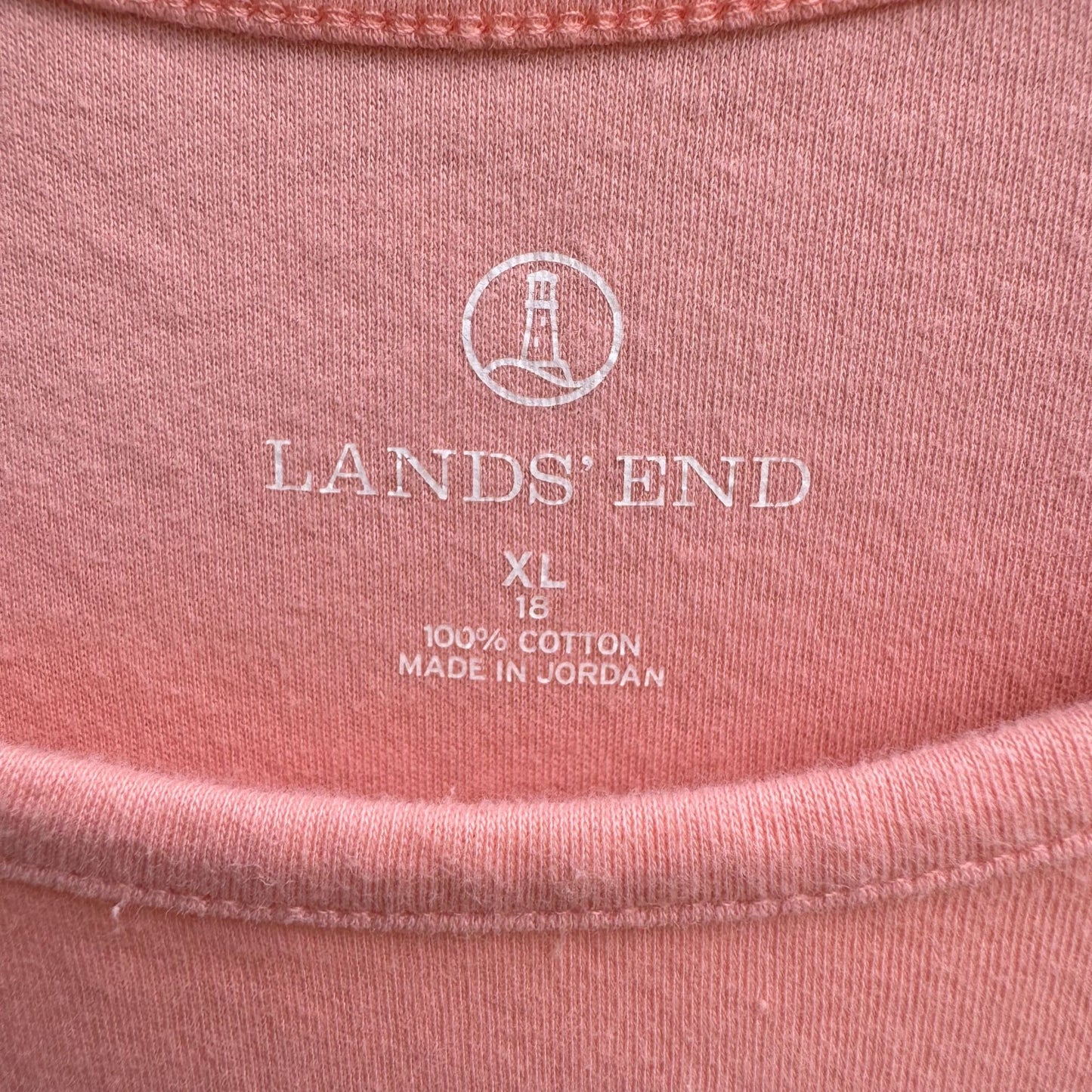 Lands End Womens Coral Pink Sleeveless Stretch Scoop Neck Cotton Tank Top XL 18