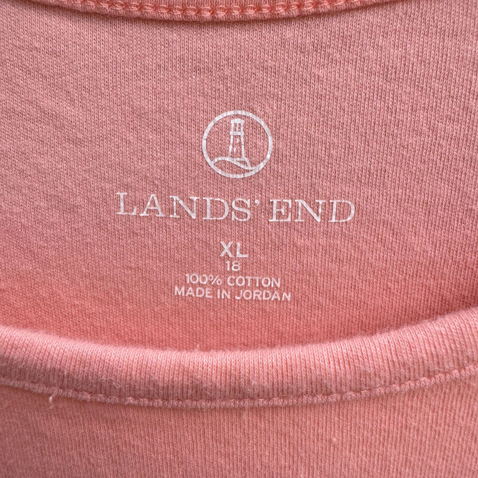 Lands End Womens Coral Pink Sleeveless Stretch Scoop Neck Cotton Tank Top XL 18