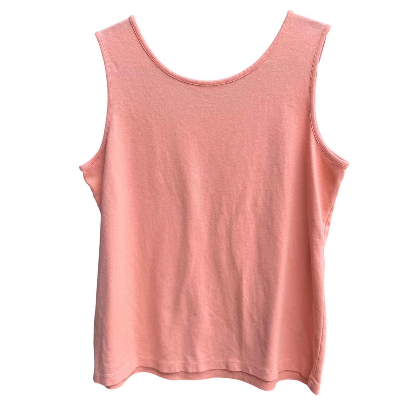 Lands End Womens Coral Pink Sleeveless Stretch Scoop Neck Cotton Tank Top XL 18