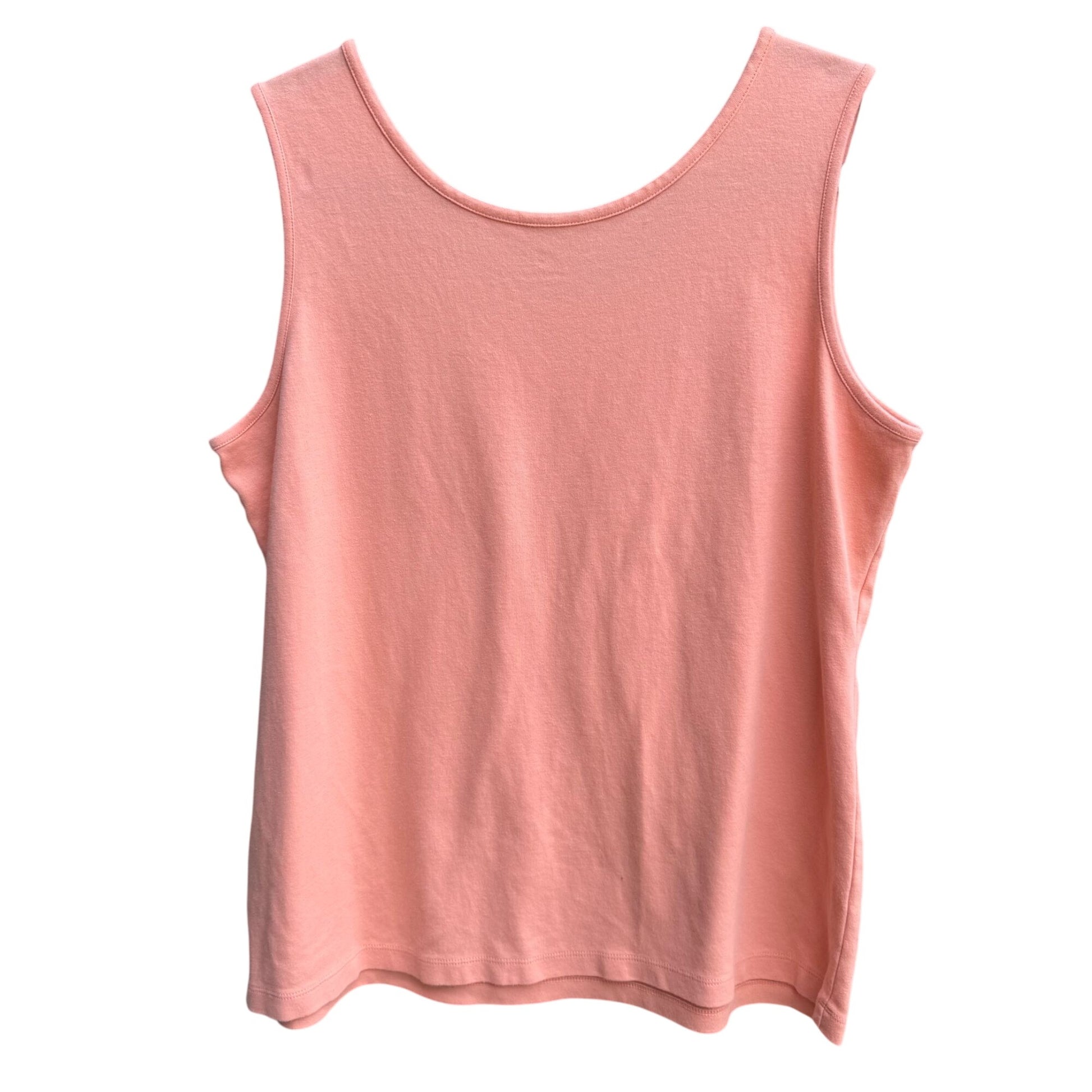 Lands End Womens Coral Pink Sleeveless Stretch Scoop Neck Cotton Tank Top XL 18