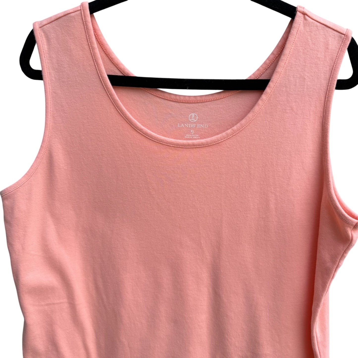 Lands End Womens Coral Pink Sleeveless Stretch Scoop Neck Cotton Tank Top XL 18