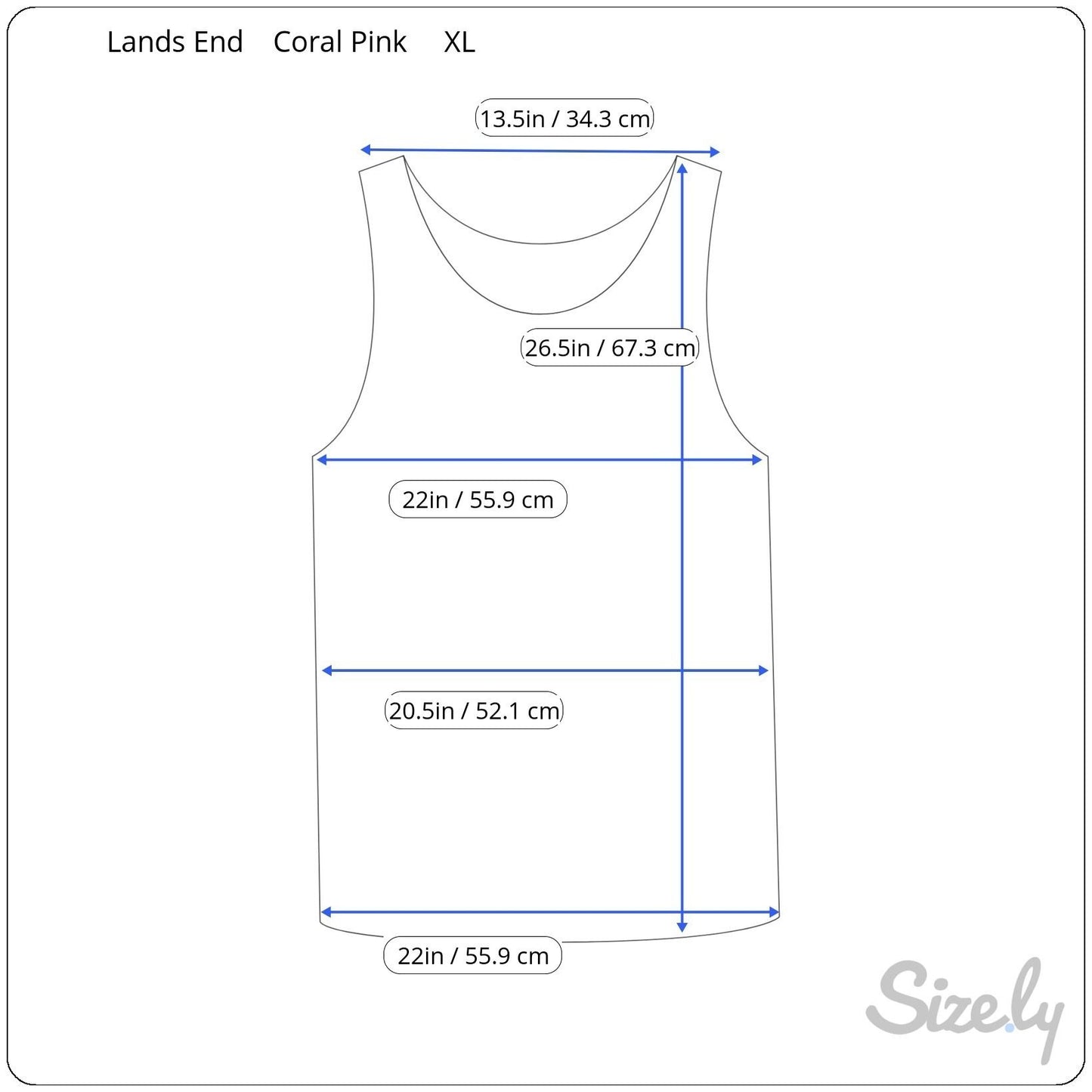 Lands End Womens Coral Pink Sleeveless Stretch Scoop Neck Cotton Tank Top XL 18