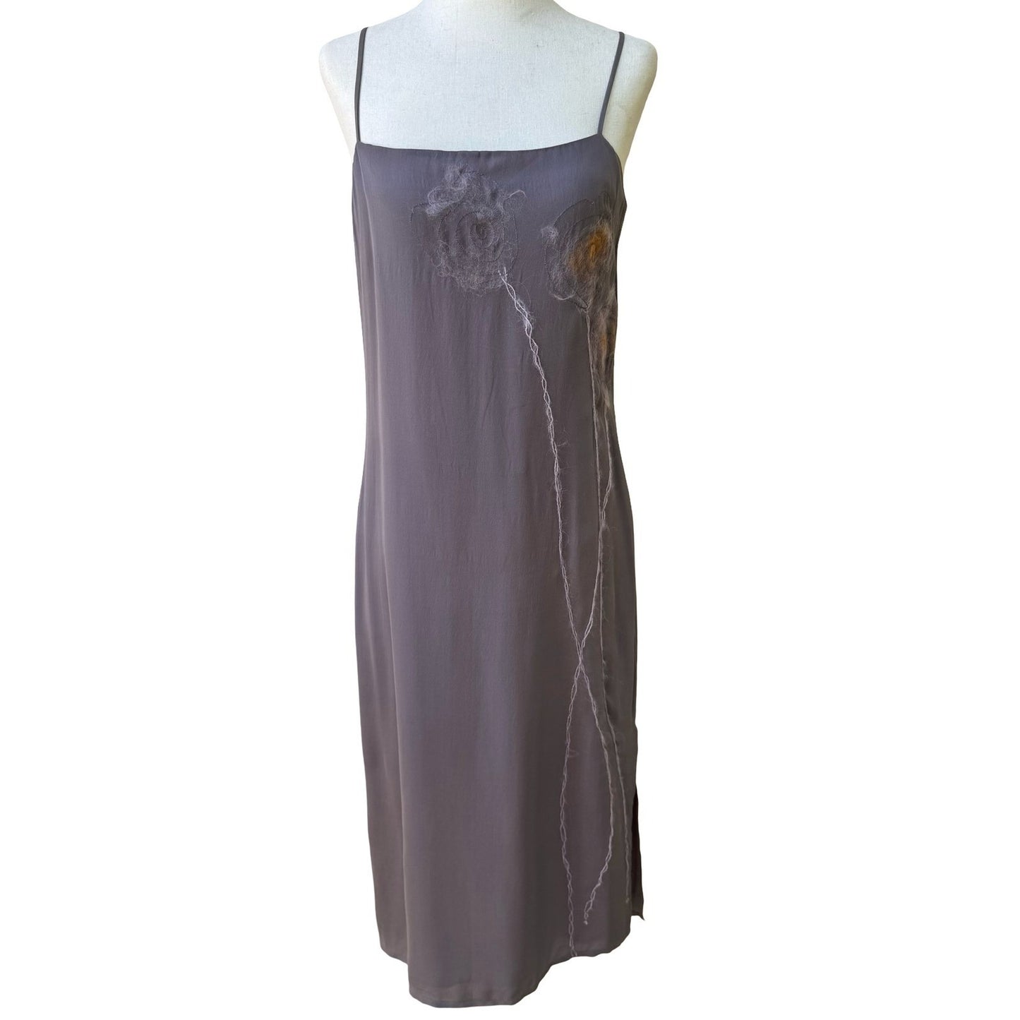 BCBG Max Azria Y2K Ethereal Silk Slip Dress Floral Fairycore Whimsigoth Midi 6