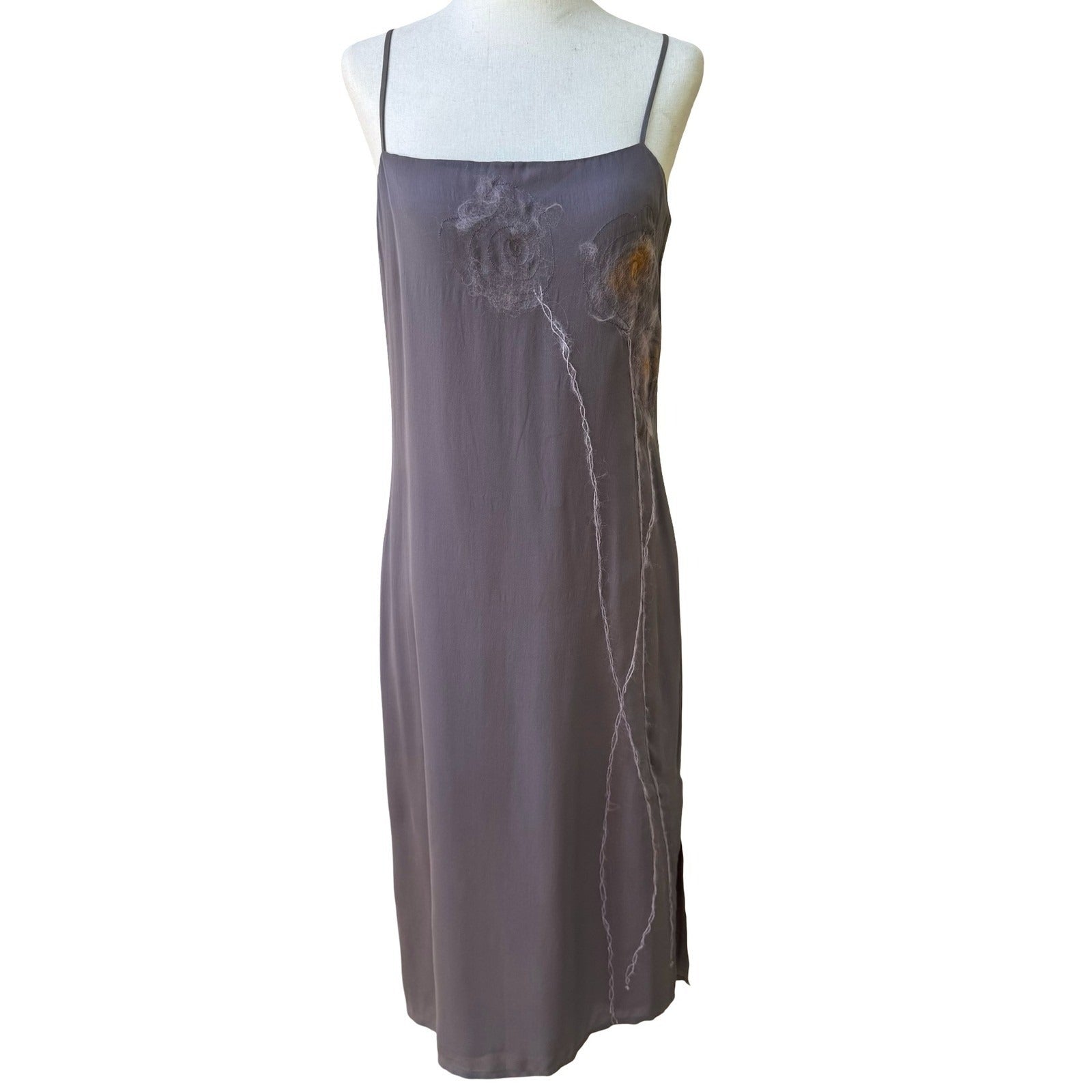 BCBG Max Azria Y2K Ethereal Silk Slip Dress Floral Fairycore Whimsigoth Midi 6