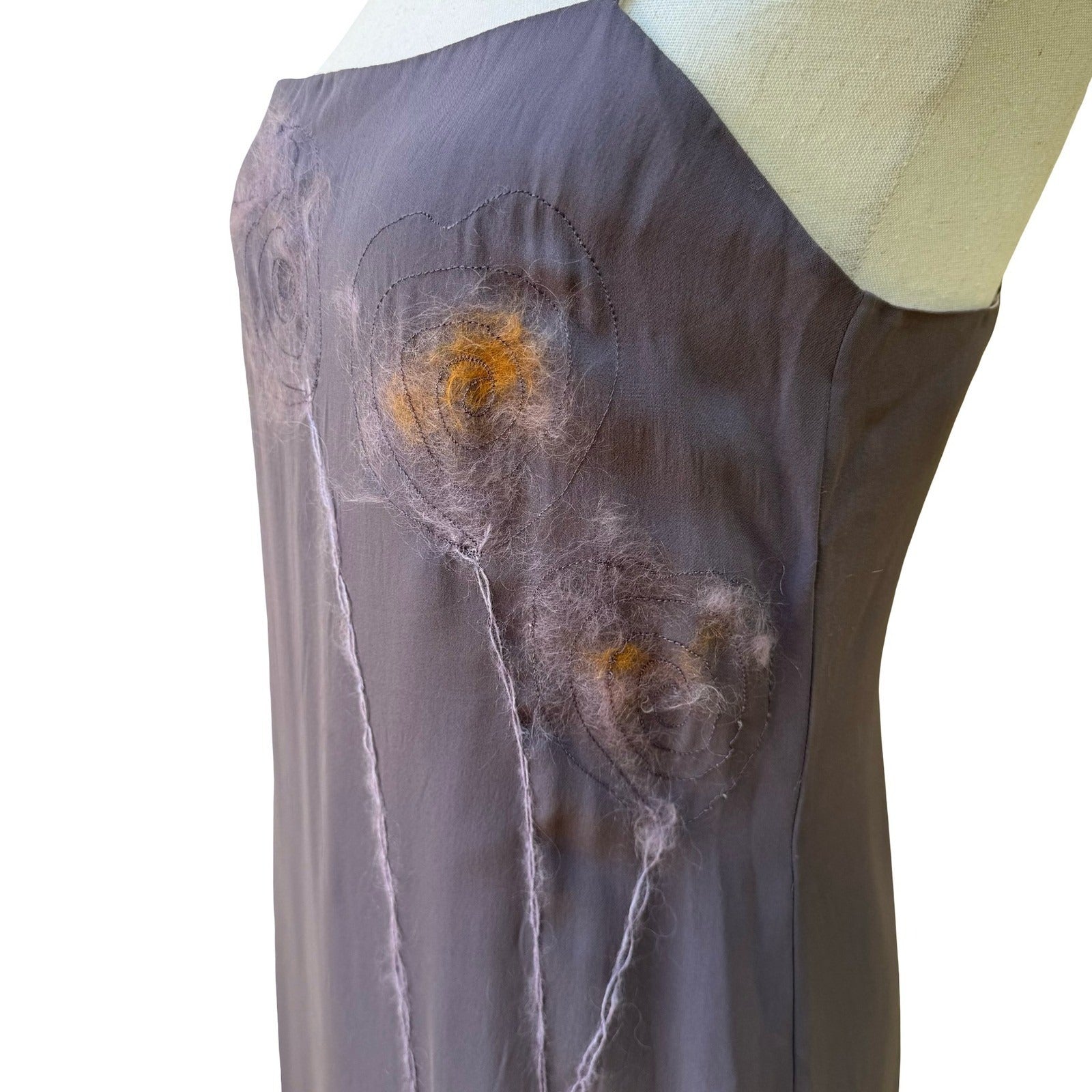 BCBG Max Azria Y2K Ethereal Silk Slip Dress Floral Fairycore Whimsigoth Midi 6